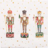 HAES DECO - Set de 4 Serviettes Jetables - Taille 33x33 cm (20 pièces dans l'emballage) - Couleurs Wit / Rouge / Vert / Marron - En Papier - Collection : Happy Little Christmas - Total 80 Serviettes pour Noël