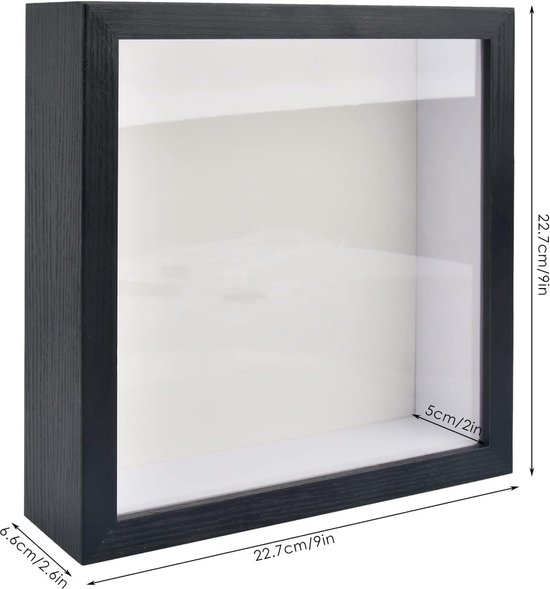 Box 3D Cadre photo profond 25x25 cm avec passe-partout 13x13 cm , boîte  d'ombre
