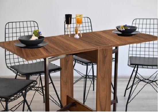 SNS Home - Table Pratique - Table à Manger - Table à Manger Extensible - Pliable - Flamingo - 134 x 60 x 72 cm - Noyer Foncé