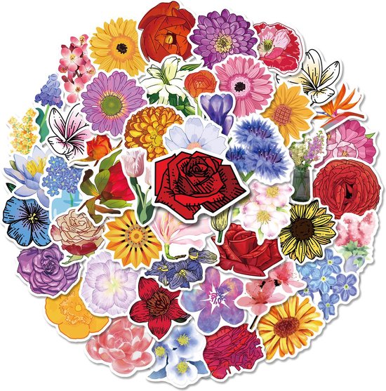 50 stuk bloem flower Cartoon stickers voor kinderen en volwassenen ...