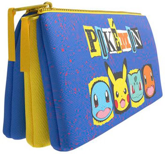 Trousse ronde bleue et jaune Pokemon