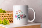 Mok Just Breath - Bloemen - Brighter - Fietsen - Flowers - Focus On The Good - Love - Gift - Cadeau - Cute - Aesthetic