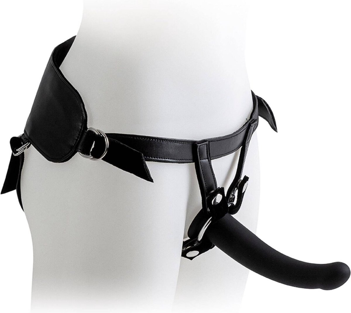 Goedkoopste Virgite Strap-on Harnas met zwarte dildo - maat L