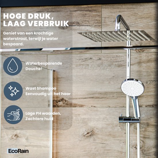 Auralum regendouche zonder douchekraan, roestvrijstalen