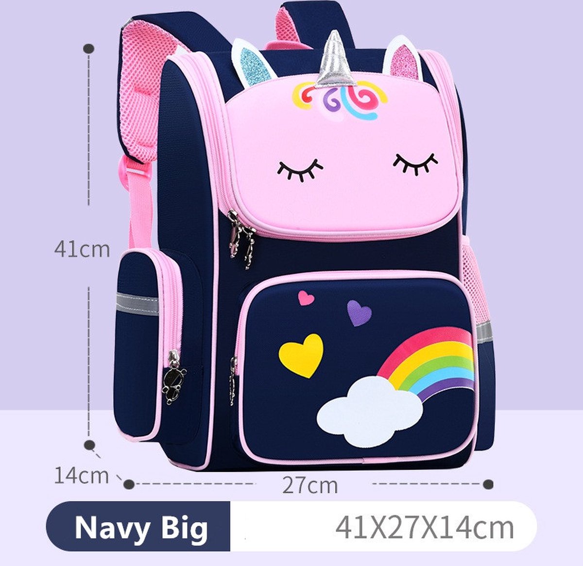 Joya Kids® Eenhoorn Rugzak | Rugtas Meisje | Unicorn Backpack | Blauwe tas meisjes | Large | Groot | vanaf groep 3 – foto 4