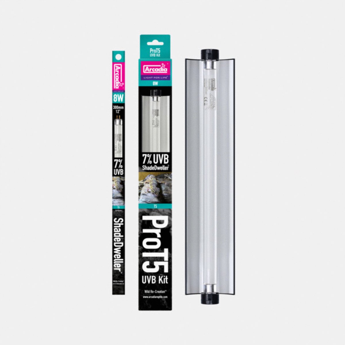 Arcadia Pro T5 Uvb Set Shadedweller 7% Uvb - Verwarming - 8 Watt