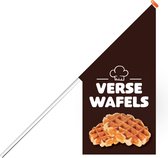 Kioskvlag - Wafels - Kioskvlag inclusief aluminium mast en oranje dop - Horecavlaggen.nl