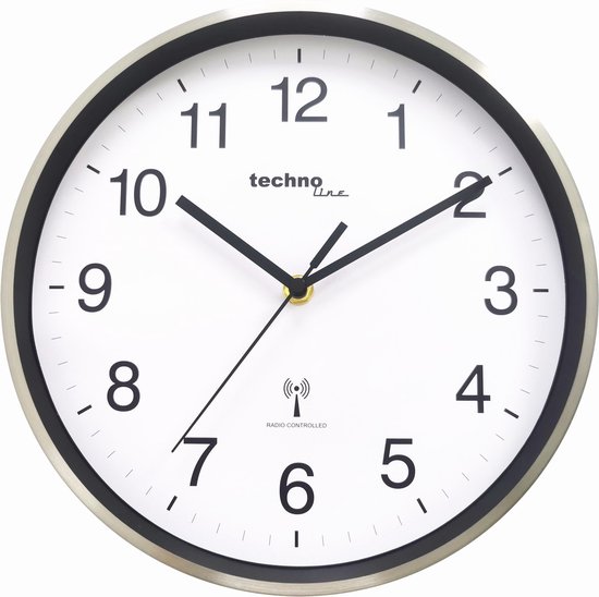 Technoline WT 8925 - Horloge Murale - Analogique - Quartz - Ronde - lens en Verres - Fer - Affichage de l'Heure Radio Contrôlé - Grijs