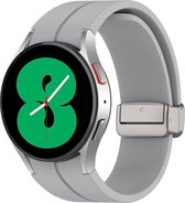 Strap-it Smartwatch bandje - magnetische siliconen horlogeband geschikt voor Samsung Galaxy Watch 6 Classic / Watch 6 40 & 44mm / Watch 5 Pro / Watch 5 40 & 44mm / Galaxy Watch 4 & 4 Classic - grijs