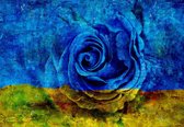 Fotobehang - Vlies Behang - Blauwe Roos Schildering - Schlderij - Bloem - Kunst - 368 x 280 cm