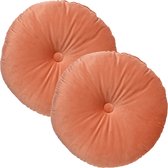 Set van 2 Sierkussens rond - Dutch Decor OLLY - 40 cm - Velvet - Muted Clay - roze – unikleur – inclusief binnenkussens - gestikt