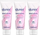 Durex Glijmiddel Natural - Extra Sensitive  - 100% natuurlijk - 100ml x3