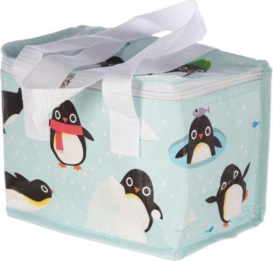 Kleine pinguin print blauw 20,5 cm 4 liter - Koelboxen/koeltassen bol.com
