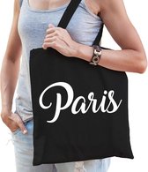 Katoenen Parijs/wereldstad tasje Paris zwart - 10 liter -  steden cadeautas
