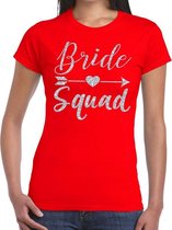 Bride Squad Cupido zilver glitter t-shirt rood dames 2XL