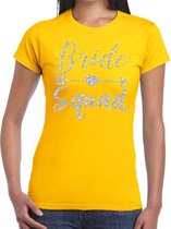 Bride Squad Cupido zilver glitter t-shirt geel dames S