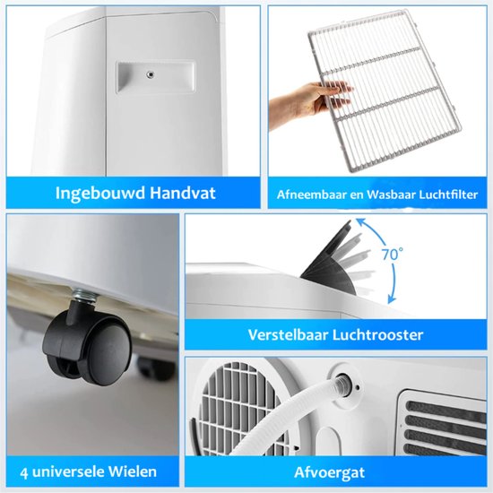 Costway - Mobiele Airco 5 in 1 - 16000 BTU koelt tot 35 ~ 45㎡- Te bedienen met App - Koelen - Verwarmen - Ontvochtigen - Ventileren - Slaapmodus - 24 uurstimer - Aircooler