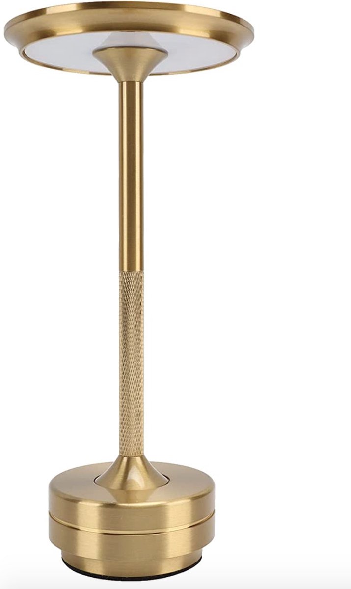 Sfeerverlicht® Tafellamp Oplaadbaar - Draadloos en Dimbaar - 3 Kleuren Licht - 29 cm - Goud