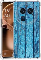 Shockproof Case OPPO Find X6 Pro Telefoonhoesje met doorzichtige rand Wood Blue