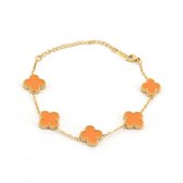 Clover Armband - Oranje/Goud | 21,5 cm | Stainless Steel | Fashion Favorite