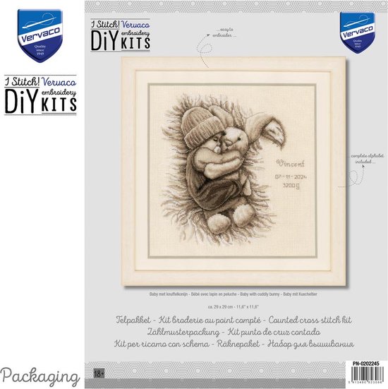 Vervaco Groeimeter Baby diertjes borduren (pakket) PN-0148509