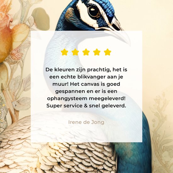 Tableau sur toile Paon - Plumes de paon - Fleurs - Vogels - Botanique - 180x120 cm - Décoration murale XXL