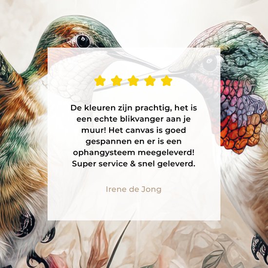 Tableau sur toile Colibri - Vogels - Fleurs - Nature - 90x60 cm - Décoration murale