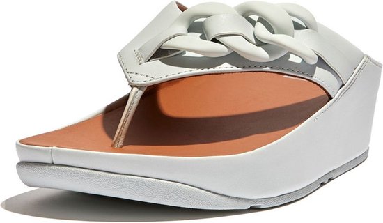 FitFlop Opalle Rubber-Chain Leather Toe-Post Sandals
