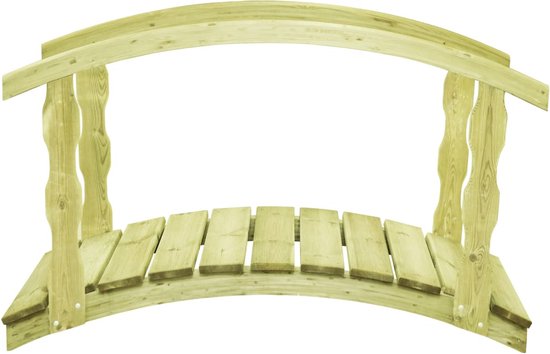 Tuinbrug met half wiel 99x50x38 cm massief vurenhout kopen