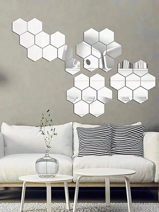 WallWraps® - Plakspiegel Hexagon 12 stuks - Wanddecoratie