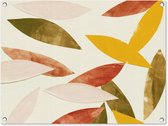 Tuinschilderij Bladeren - Planten - Kleuren - Pastel - 80x60 cm - Tuinposter - Tuindoek - Buitenposter