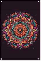 Tuinposters buiten Mandala - Bloemen - Hippie - Boho - Oranje - 60x90 cm - Tuindoek - Buitenposter