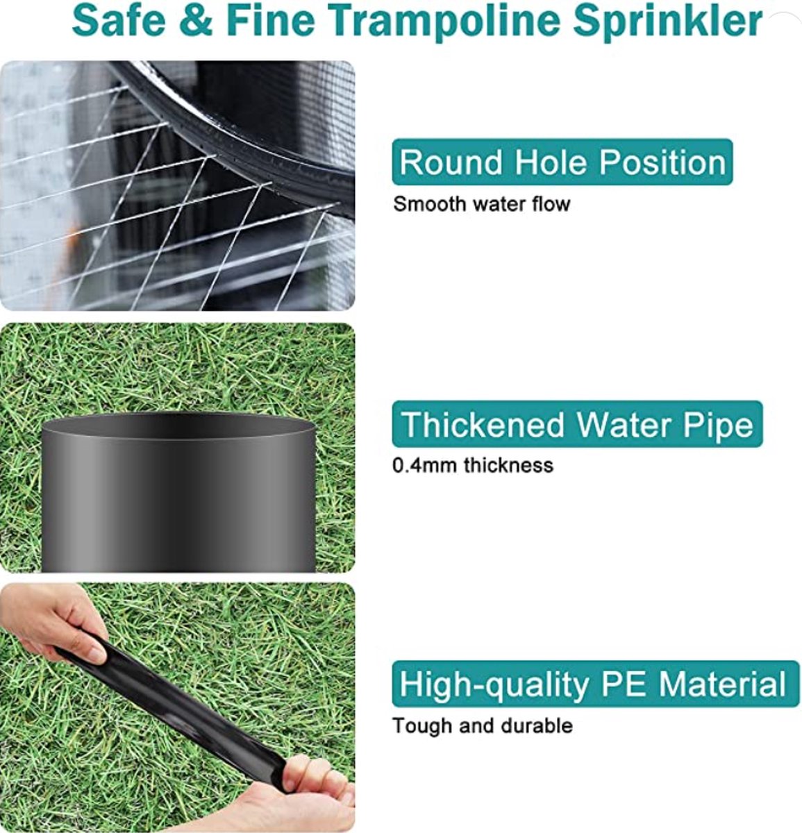 Trampoline sproeier voor kinderen 12 m - zomer rand inground - zwembad waterspeelgoed - sprinkler tuinsproeier - buiten speelgoed jongens en meisjes watersproeier vernevelaar – foto 2