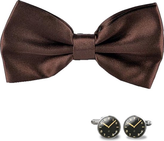 Noeud papillon - Marron foncé - Sorprese - Noeud papillon - Unisexe - Homme - avec boutons de manchette - noeud papillon - noeud - noeud
