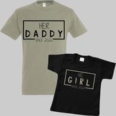 Matching shirts vader en dochter-Vaderdag cadeau-Her daddy His girl met geboortejaar 2022-Cadeau voor Papa-Heren Maat L-Kind Maat 62