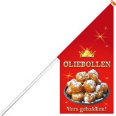 Kioskvlag - Oliebollen - Kioskvlag inclusief aluminium mast en oranje dop - Horecavlaggen.nl