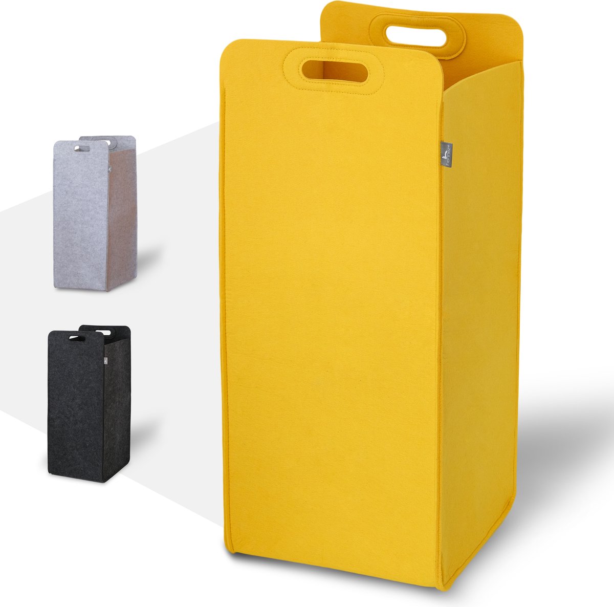 HENNEZ Wasmand | Grote waszak | Ruimtebesparend en stijlvol design | Praktische Opvouwbare Wasmand voor Vuile Was | 80 Liter Wasmand | Vilt - Geel