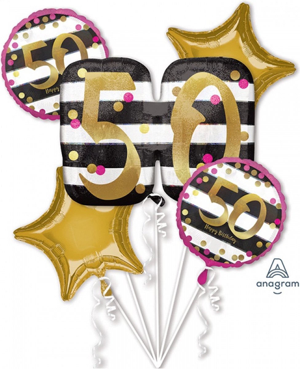 Amscan - Boeket Pink & Gold Milestone 50 Folie Ballon