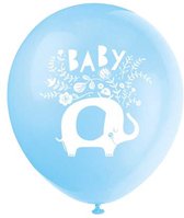 Baby Olifant Ballonnen Blauw 30cm 8st