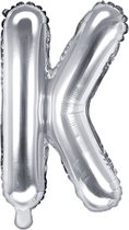 Partydeco - Folieballon Zilver Letter K (35 cm)