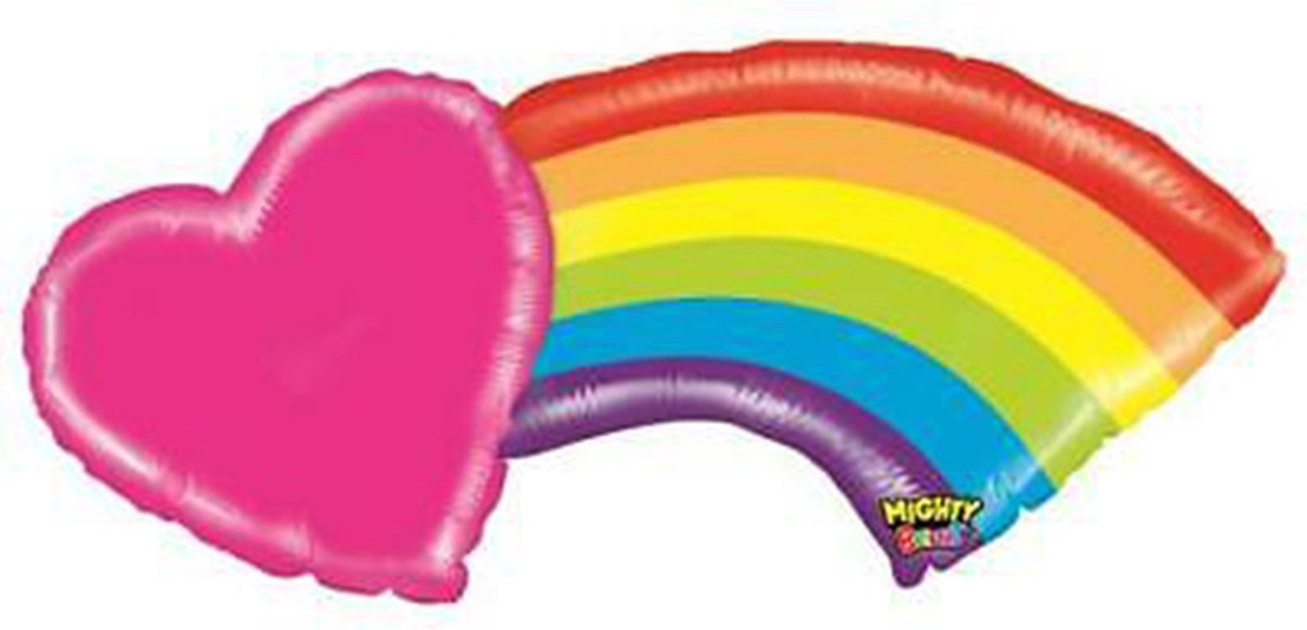 Partydeco - Folieballon Hart met Regenboog