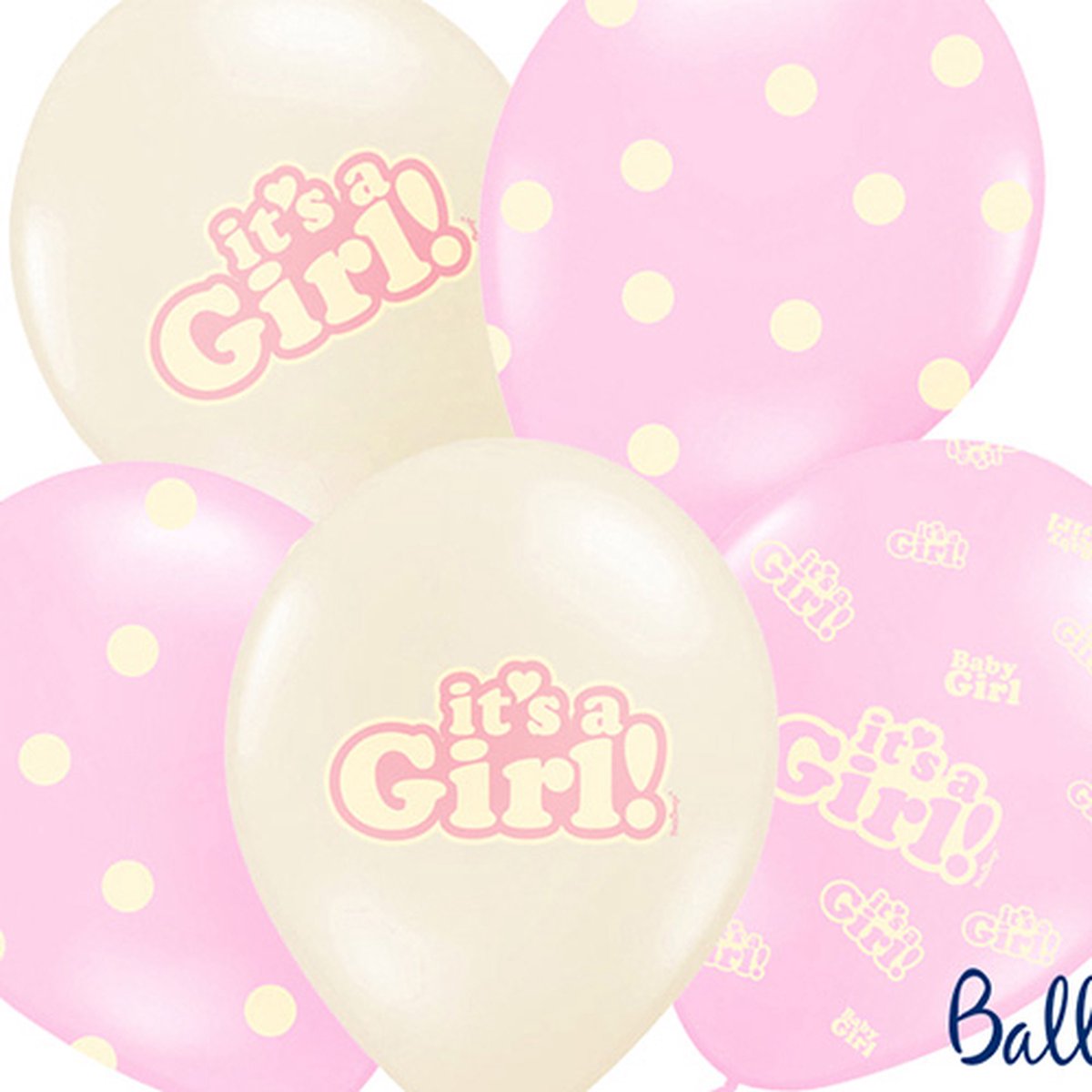 Partydeco - Ballonnen It's a Girl Pastel Mix (6 stuks)