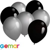 30 ballonnen Zwart en Zilver (Ook geschikt voor Helium)