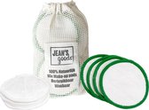 Jean's goods 16 XL Wasbare eco-vriendelijke wattenschijfjes incl. katoenen waszakje - 70% Bamboe -  30% Katoen - Herbruikbare/Duurzame Make up Pads - 4 scrub pads/ 12 soft pads.