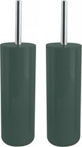 MSV Porto Toilet/wc - 2x - borstel in houder - kunststof - donkergroen - 38 cm
