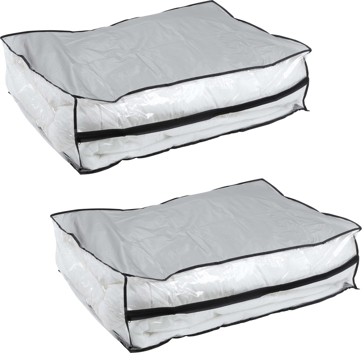 HI opbergtas/beschermhoes beddengoed/kleding - 2x - voor onder bed - 85 x 60 x 25 cm