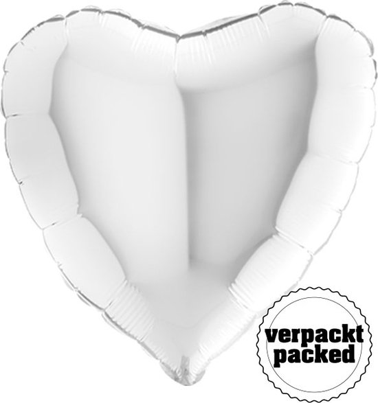 Grabo - Folieballon hartvorm Wit - (90 cm)