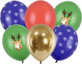 Partydeco - Kerst Ballonnen Merry Christmas mix - 6 stuks