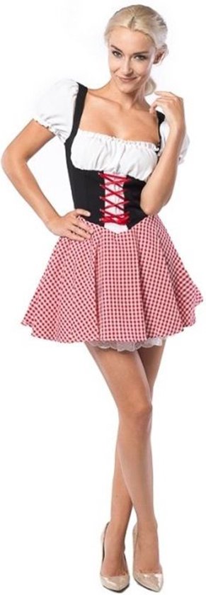 Partyxclusive Dirndl Eva Dames Polyester Rood/zwart Maat S