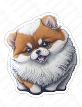 Pomerian Wit Sticker - Puppy - Hond sticker - Dieren sticker - Dog sticker - Huisdier sticker - scrapbook stickerboek - laptop sticker - 4 stuks